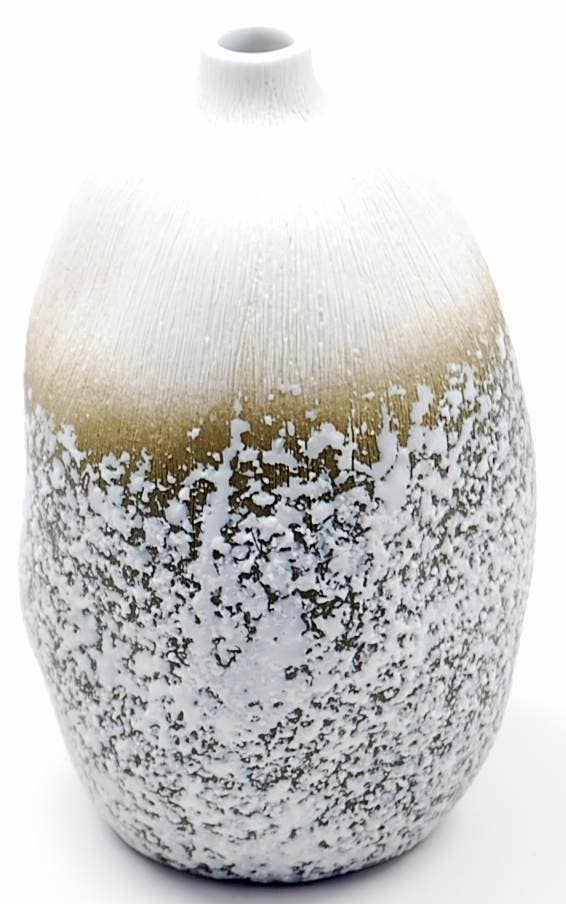 1414SF9GREEN GUGU SAG L-Handcrafted Porcelain Bud Vase