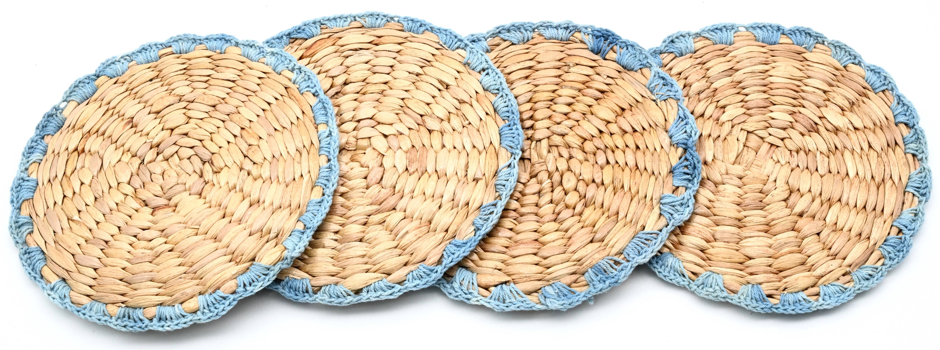 LIN4COA1 SET4 Handwoven & Crocheted Coasters 4.5"
