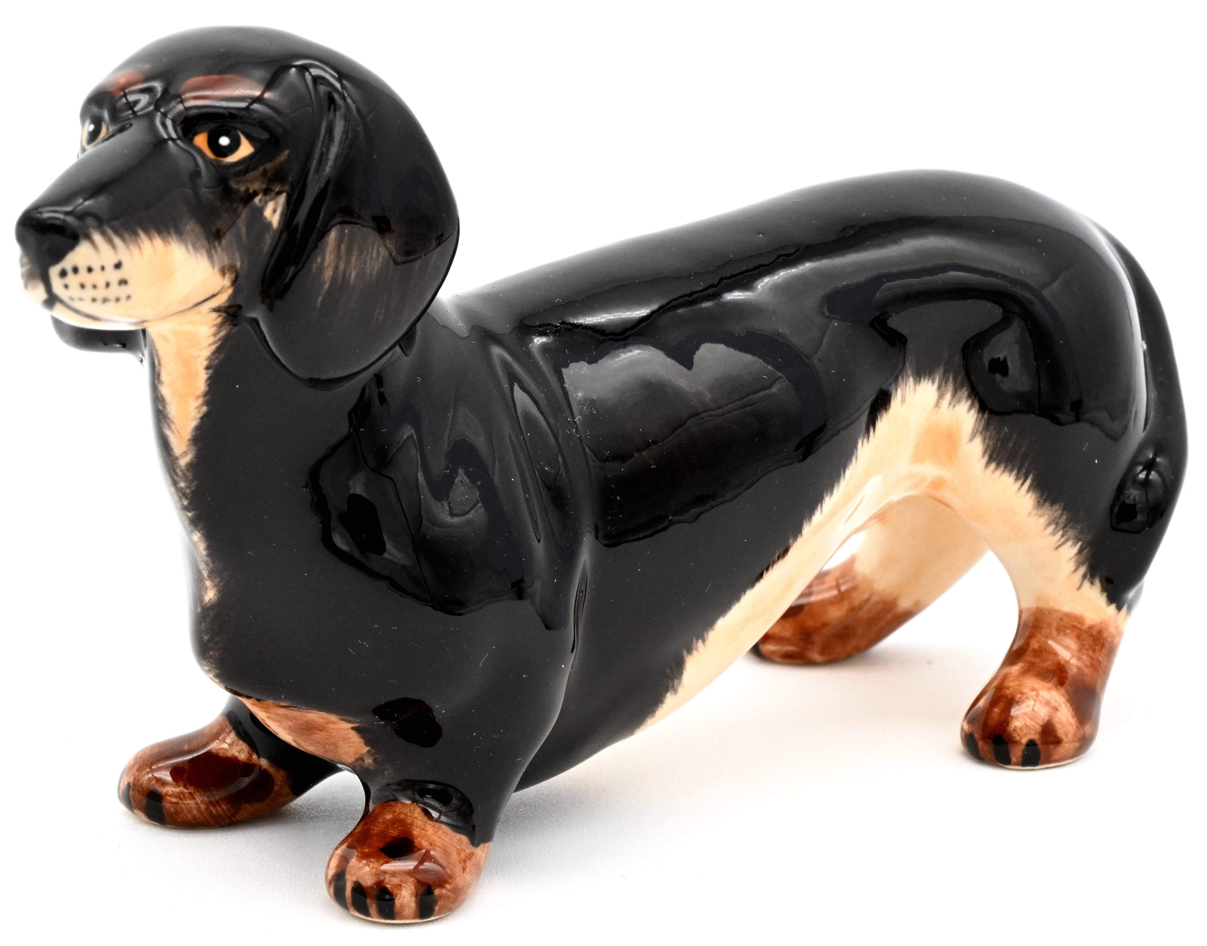 MiniL216S Decorative Miniature Ceramic Tiny L Dachshund -BK
