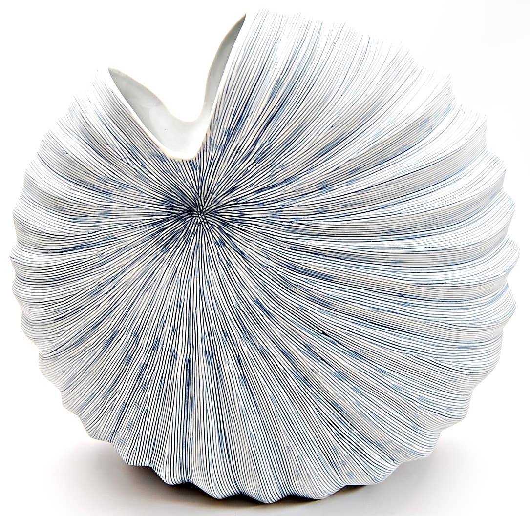1278W27 Palm L-Handcrafted Porcelain Vase