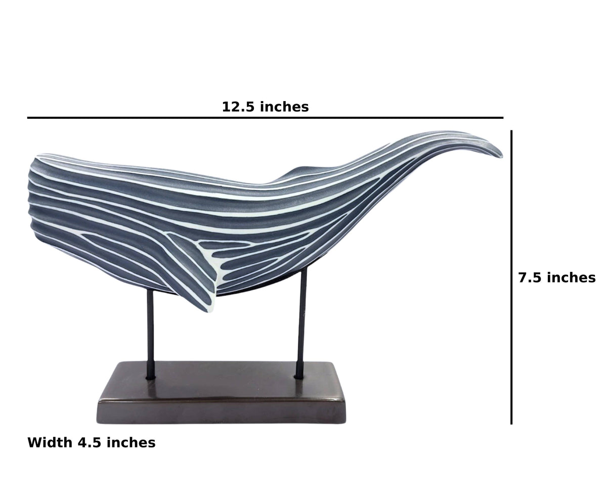 D547BL6 WHALE ON STAND Porcelain Ceramic Sculpture Ornament