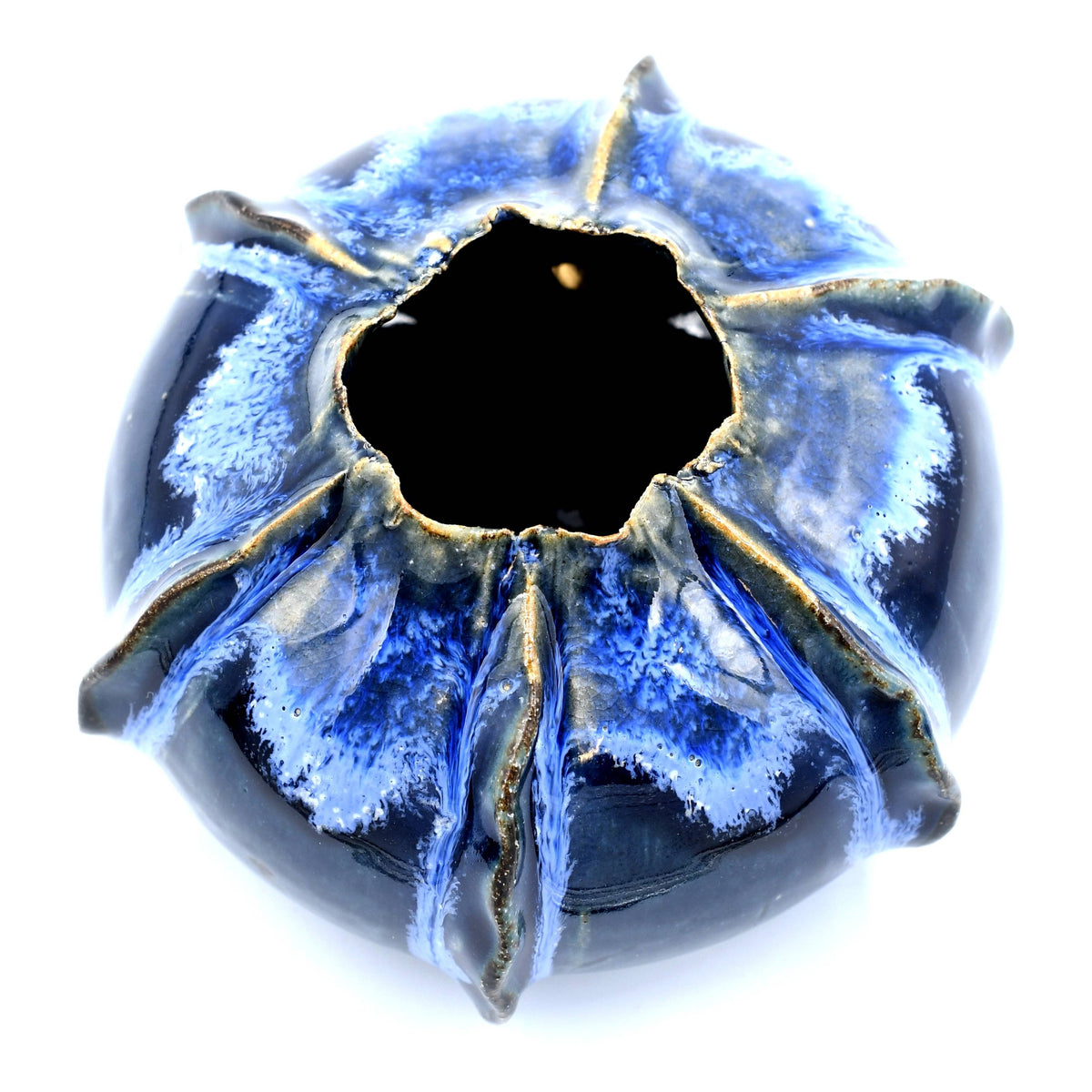 Small Rose Apple Vase with Blue Effect