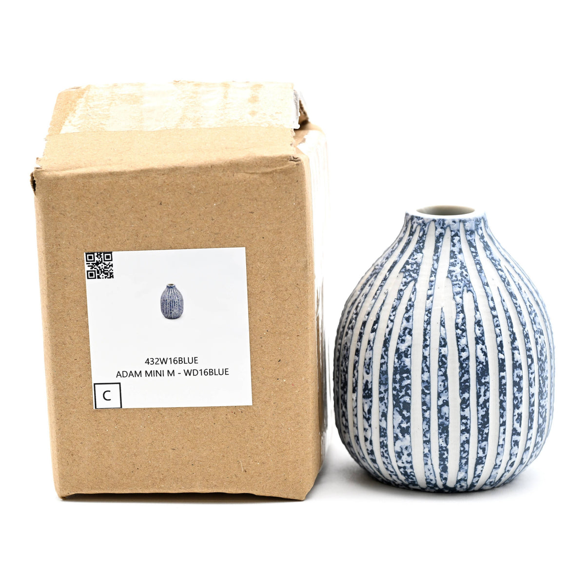 432W16BLUE ADAM MINI M - Handcrafted Porcelain Bud Vase