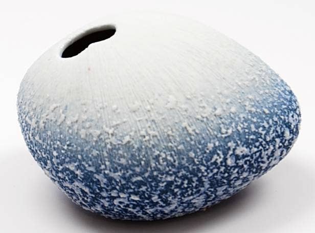 158SF9BLUE PEBBLE MINI L-Handcrafted Porcelain Bud Vase