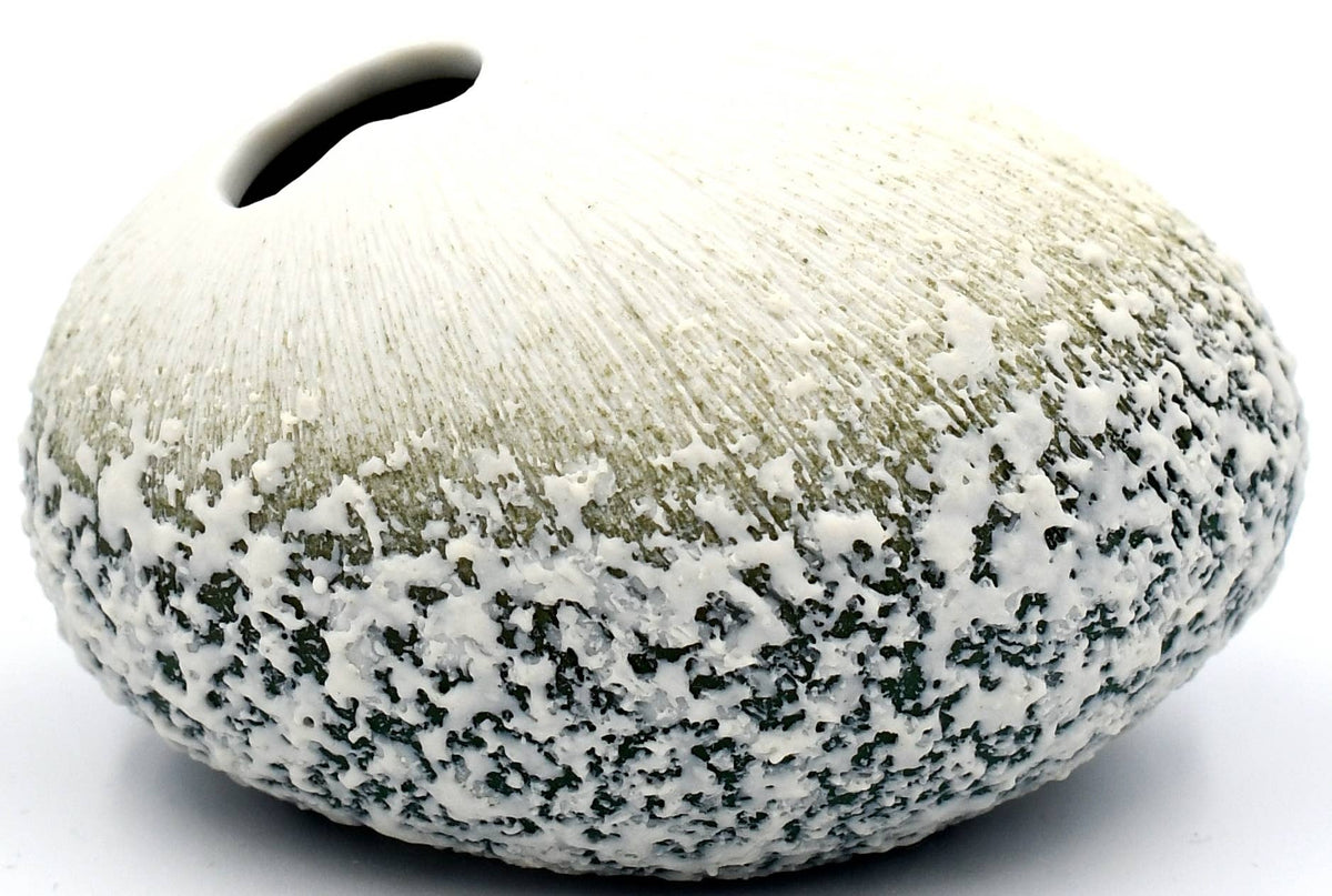 159SF9GREEN PEBBLE MINI S-Handcrafted Porcelain Bud Vase