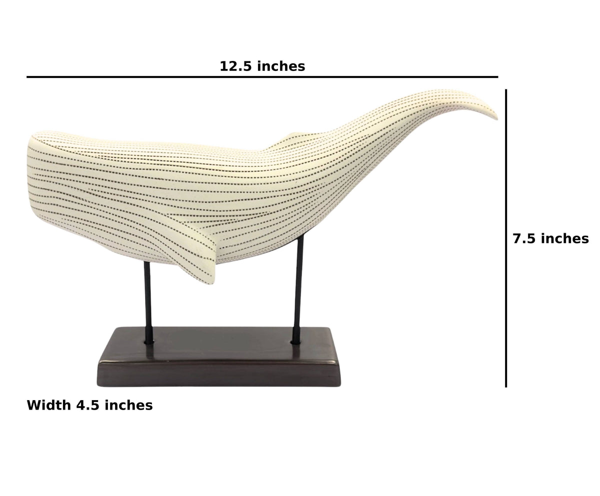 D547W23 WHALE ON STAND Porcelain Ceramic Sculpture Ornament